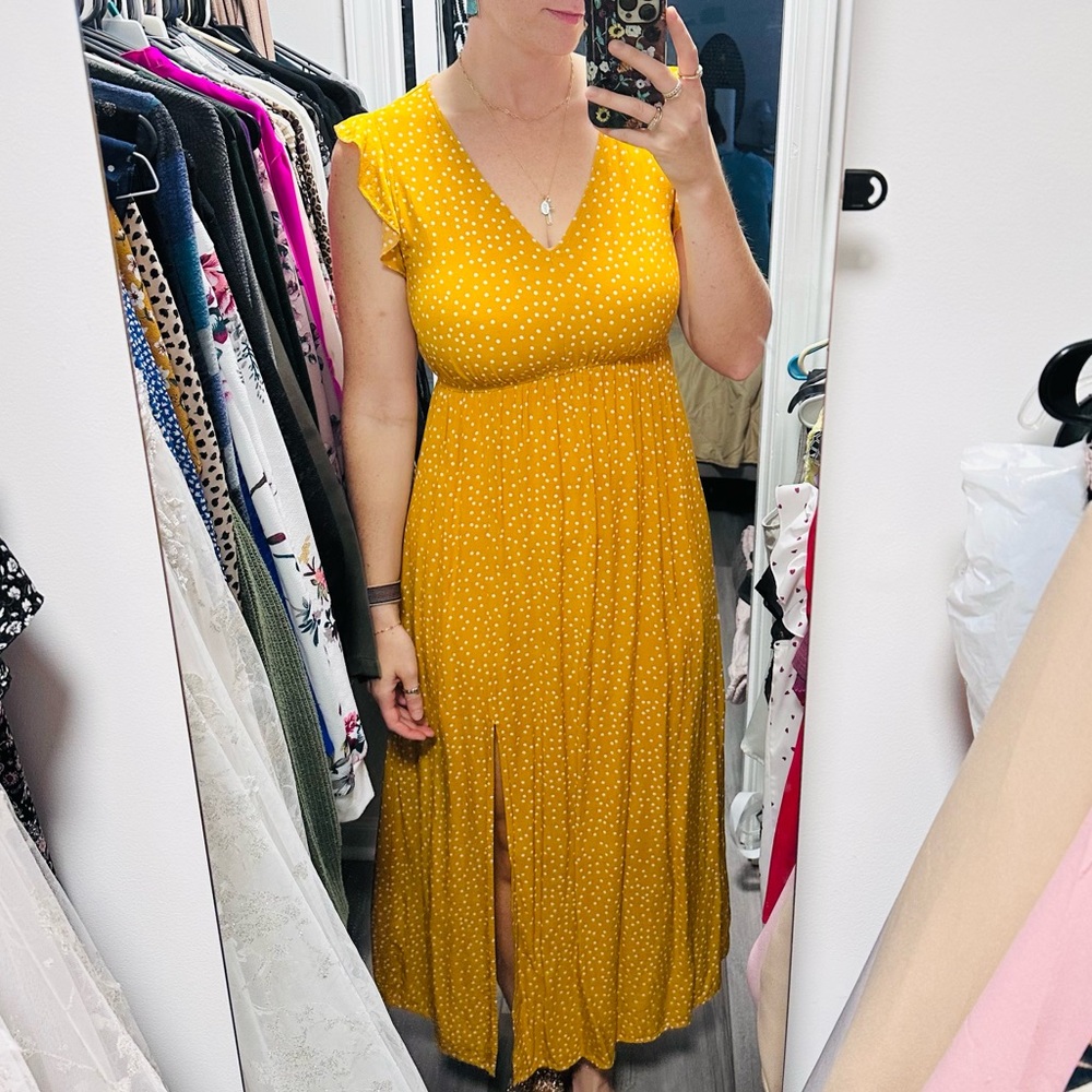 Mustard Polka Dot Maxi Dress